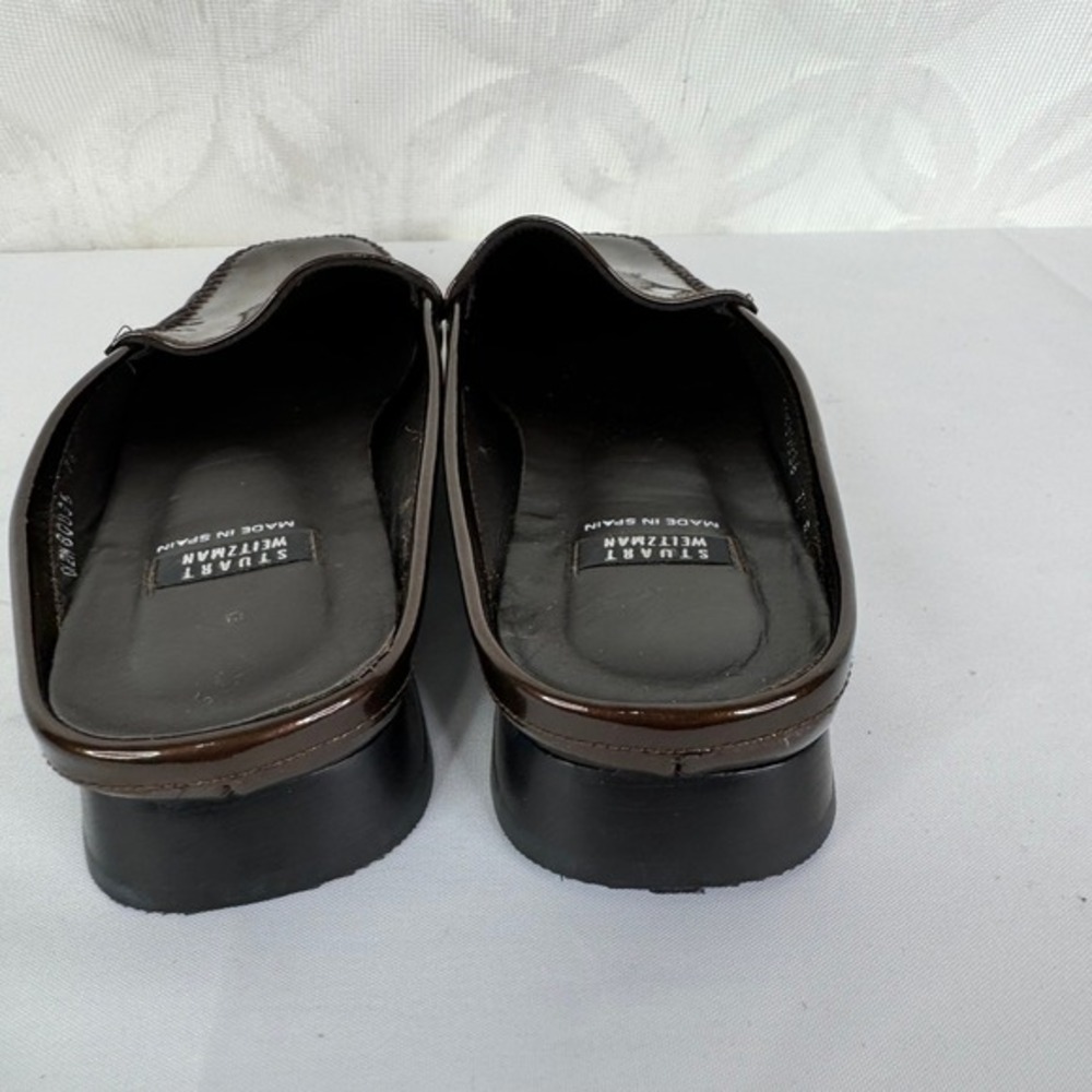 Stuart Weitzman Patent Leather Mules‎ Women 7.5 Turtle Brown - Picture 13 of 15